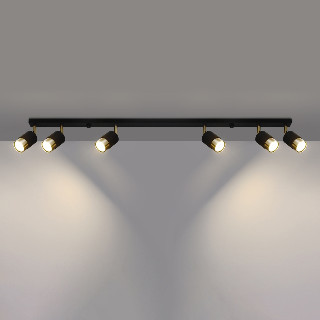 Lustre plafonnier orientable design noir et doré - ambiance éteinte