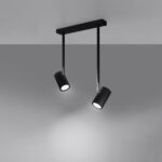 Lustre suspension industriel noir au design épuré - vue de côté