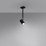 Lustre suspension industriel noir au design épuré - vue de face