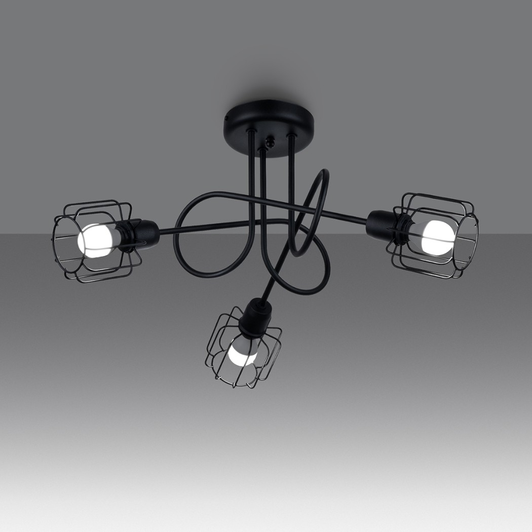 Lustre plafonnier design industriel 3 ou 5 lampes - vue de face