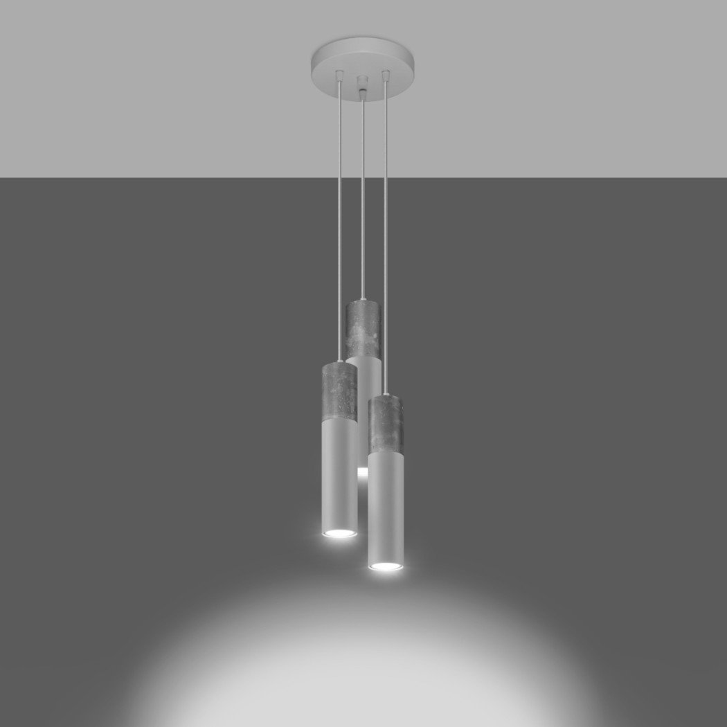 Lustre suspension 3 lampes élégance industrielle - vue d'ensemble