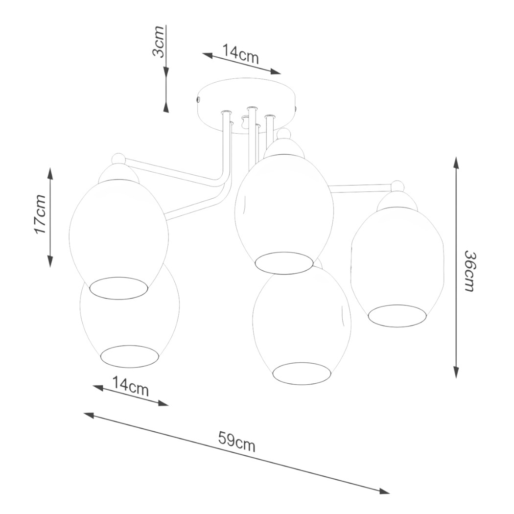 Lustre plafonnier design chic et élégant en verre fumé - ambiance éteinte
