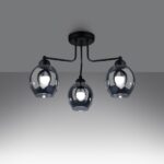 Lustre plafonnier design chic et élégant en verre fumé