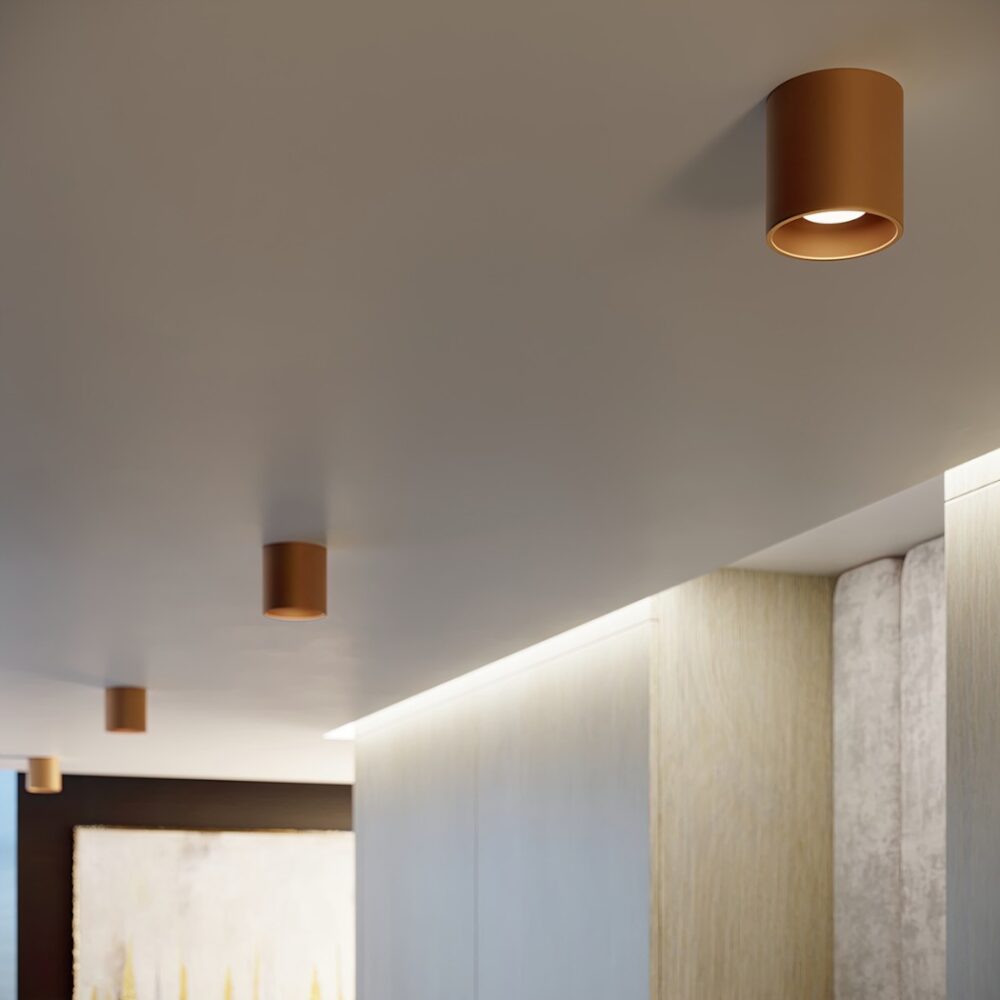 Lustre plafonnier doré design contemporain - vue d'ensemble