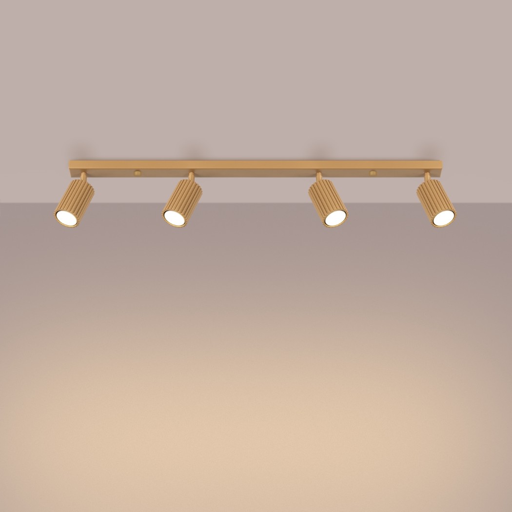 Lustre plafonnier design à 4 spots orientables aluminium - vue de côté