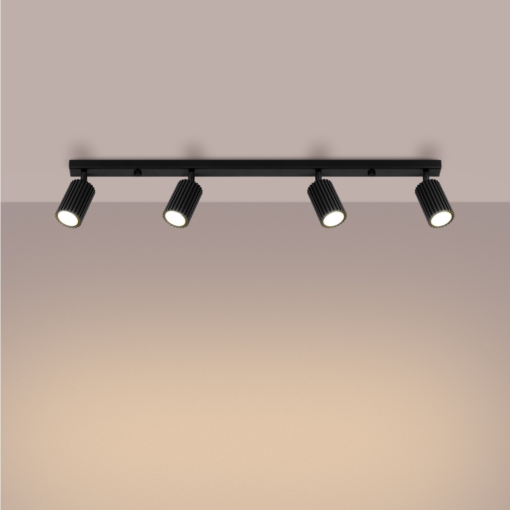Lustre plafonnier design à 4 spots orientables aluminium - vue de face