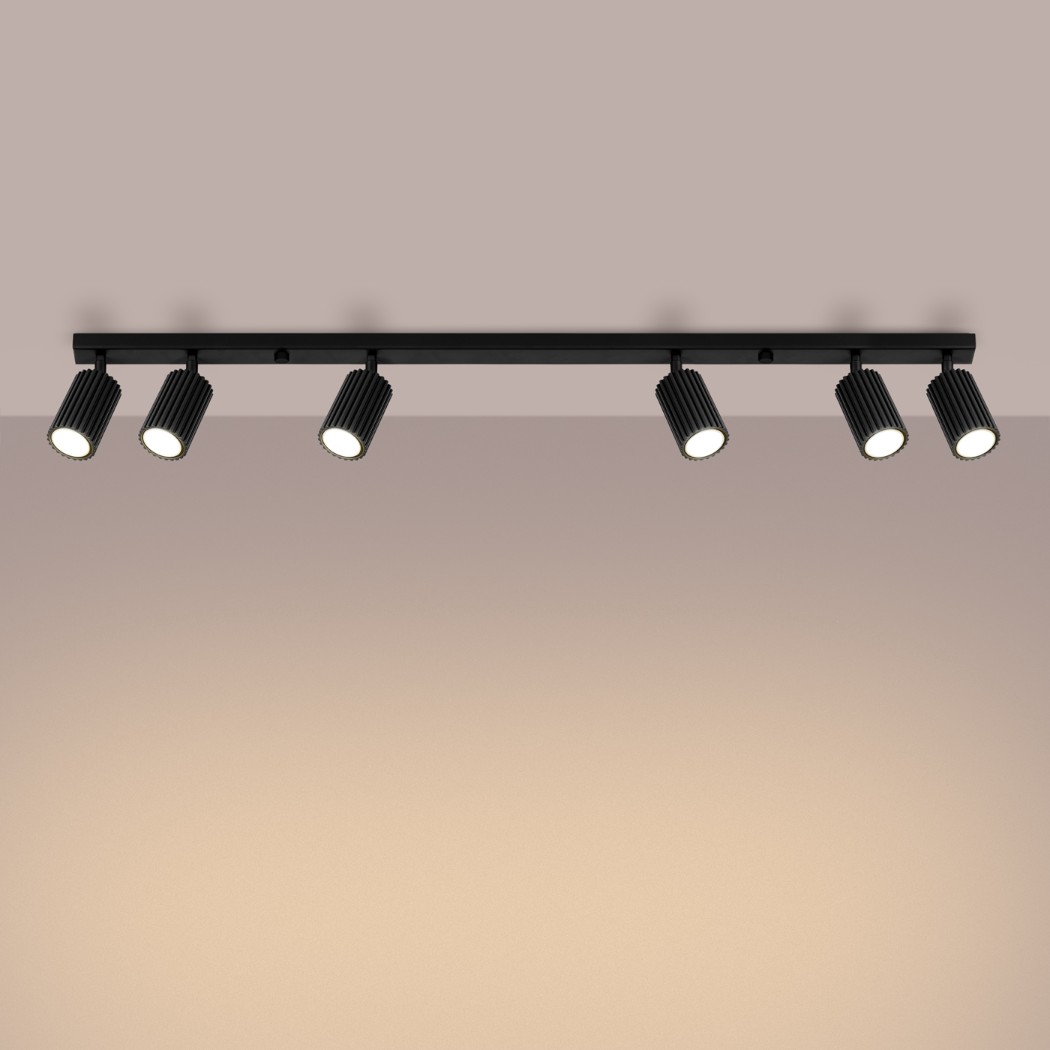 Lustre plafonnier design à 6 spots orientables - vue de côté