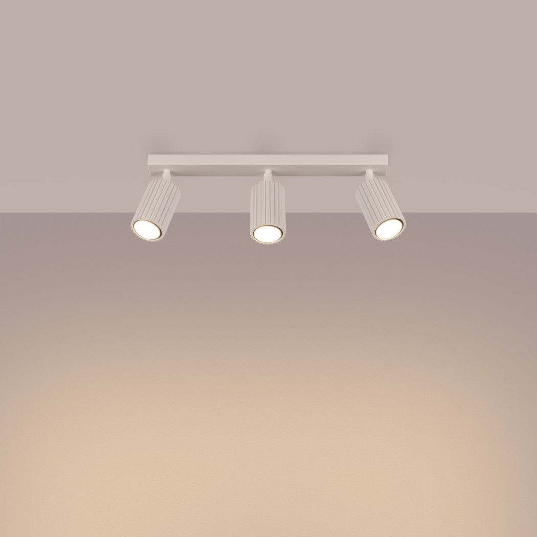 Lustre plafonnier design rainuré à 3 spots modulables