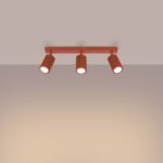 Lustre plafonnier design rainuré à 3 spots modulables - ambiance allumée