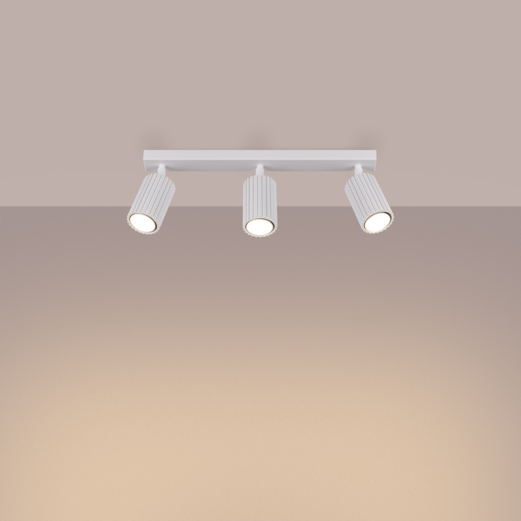 Lustre plafonnier design rainuré à 3 spots modulables - vue d'ensemble
