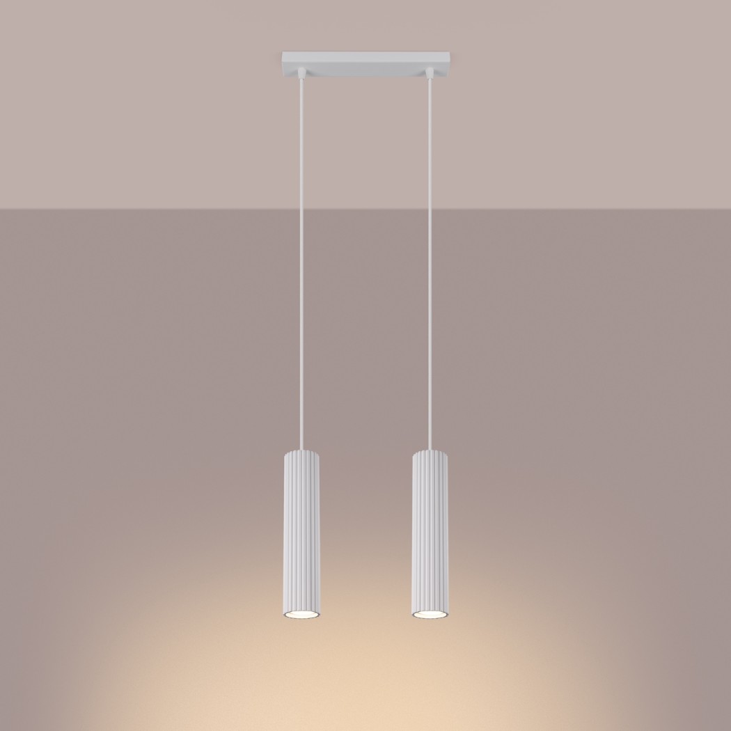 Suspension tube blanc élégante déclinée en 3 versions - vue de face