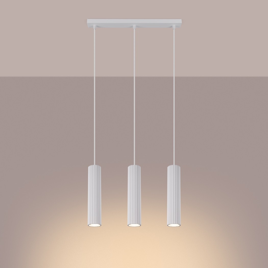 Suspension tube blanc élégante déclinée en 3 versions - vue de côté