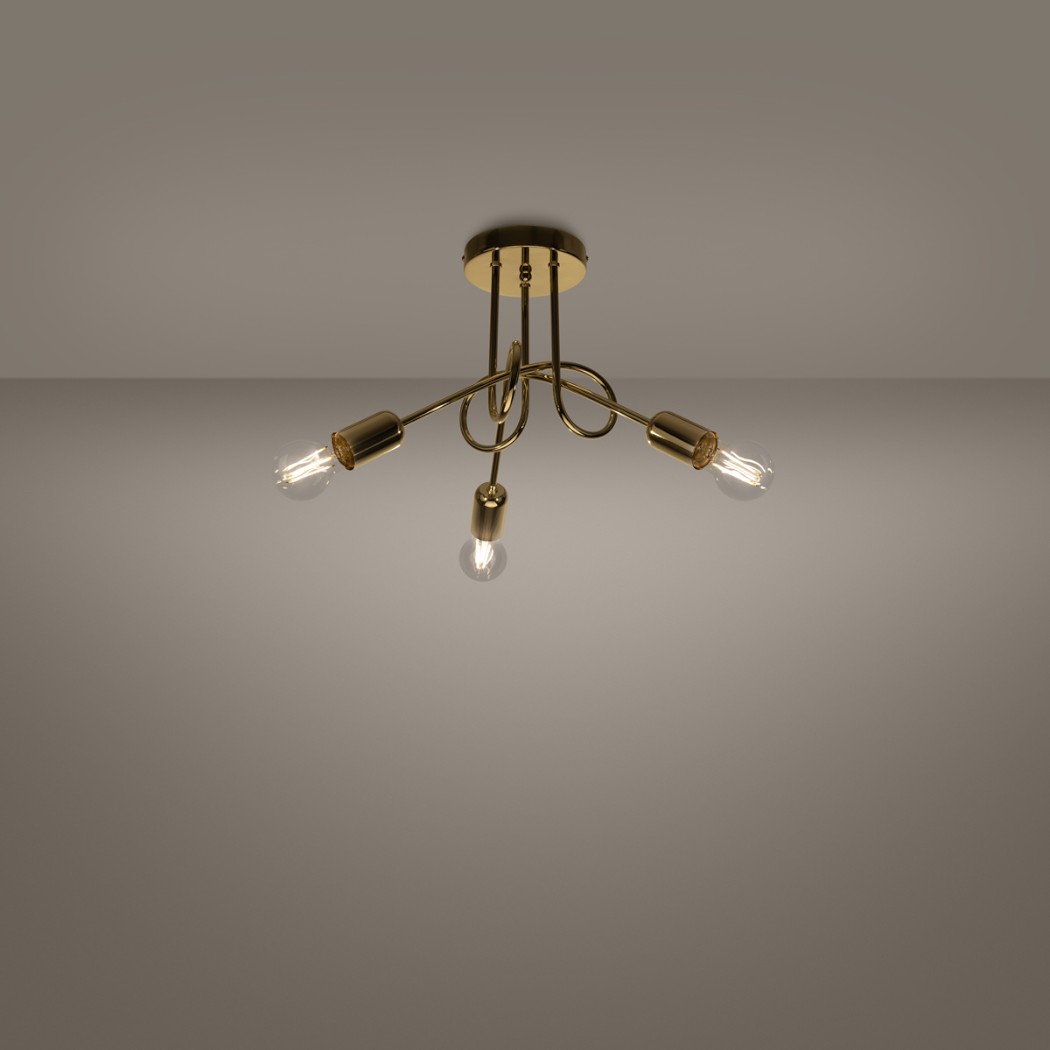 Lustre plafonnier doré design chic 3 ou 5 lampes