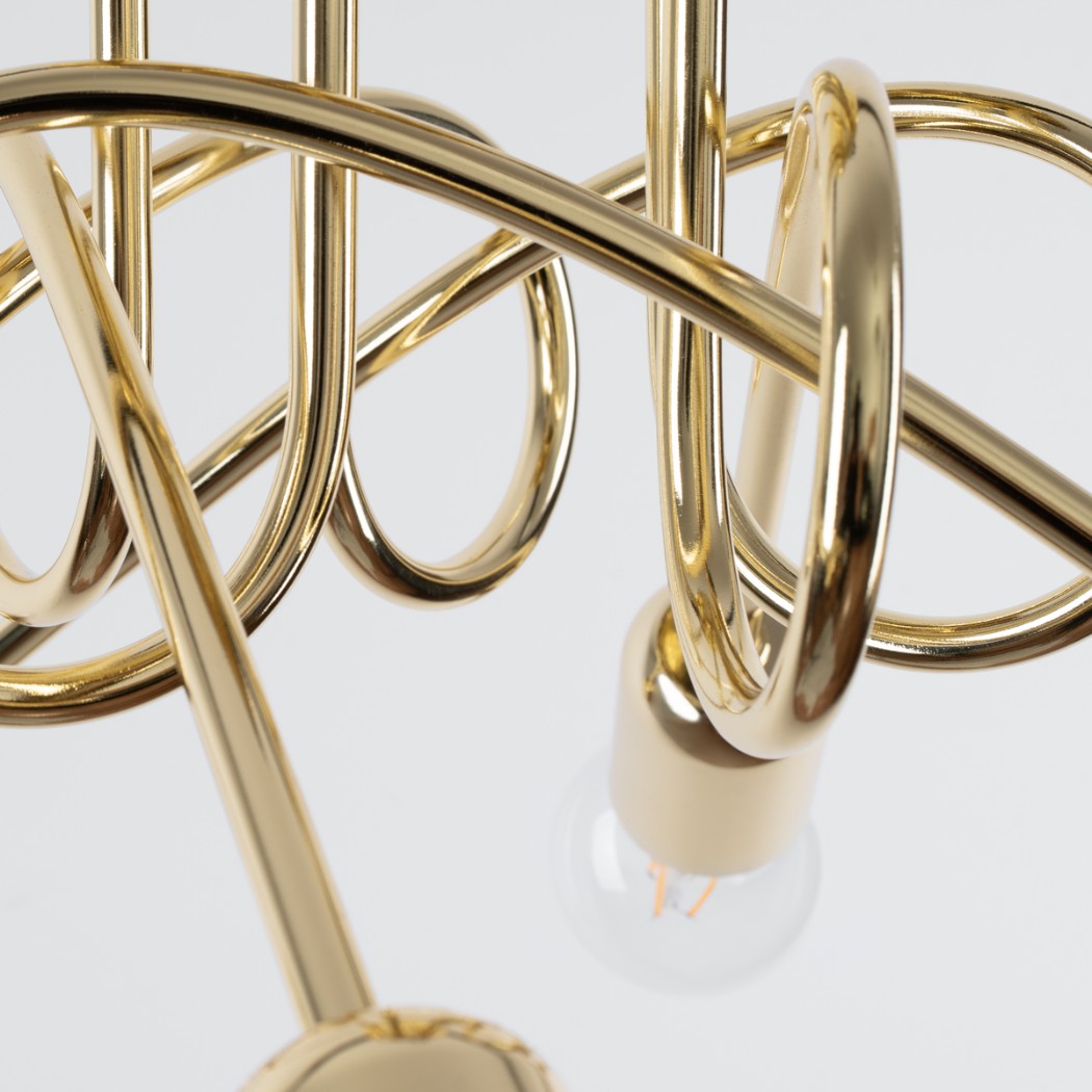 Lustre plafonnier doré design chic 3 ou 5 lampes - vue de côté
