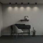 Lustre plafonnier tubulaire noir en aluminium minimaliste - détail