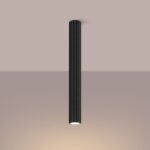 Lustre plafonnier tubulaire noir en aluminium minimaliste - vue d'ensemble