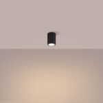 Lustre plafonnier tubulaire noir en aluminium minimaliste