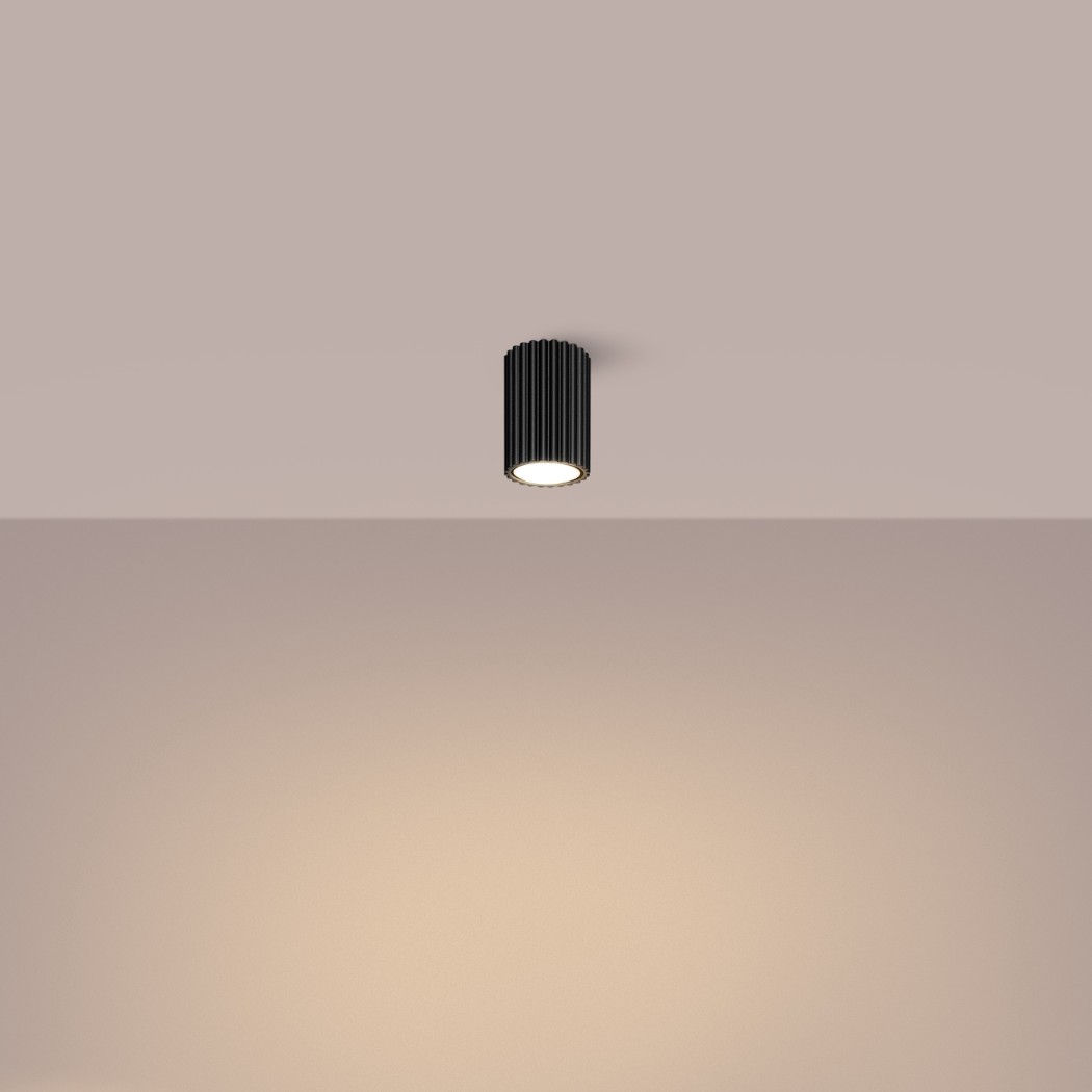 Lustre plafonnier tubulaire noir en aluminium minimaliste
