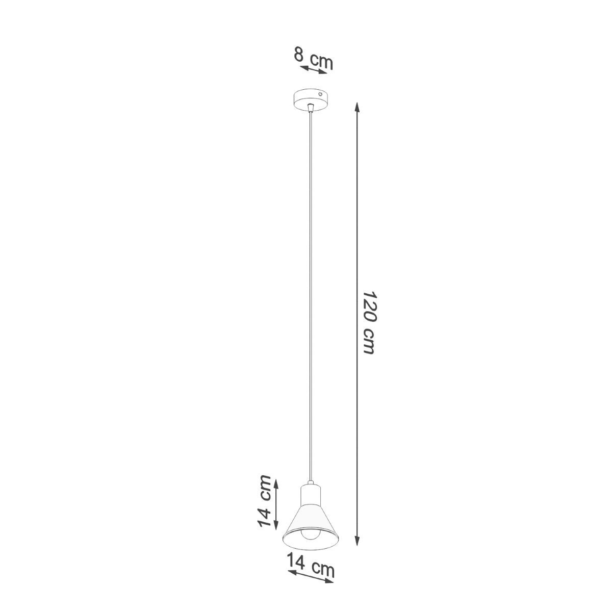 Suspension industrielle et minimaliste avec abat-jour en acier - vue de côté