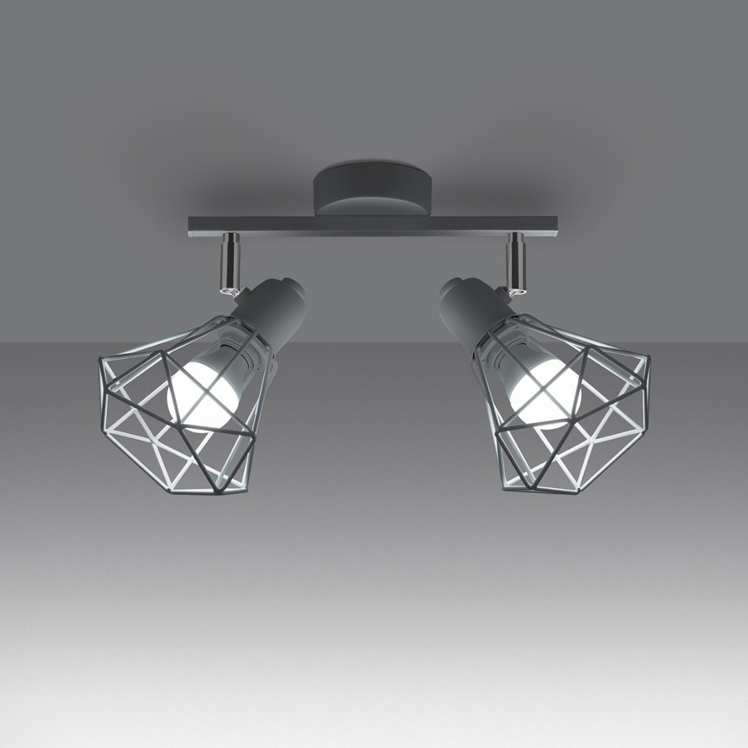 Lustre plafonnier en métal noir ou blanc au style géométrique - vue de côté