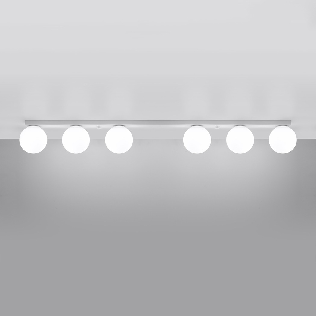 Lustre plafonnier 6 sphères en métal et verre — détail