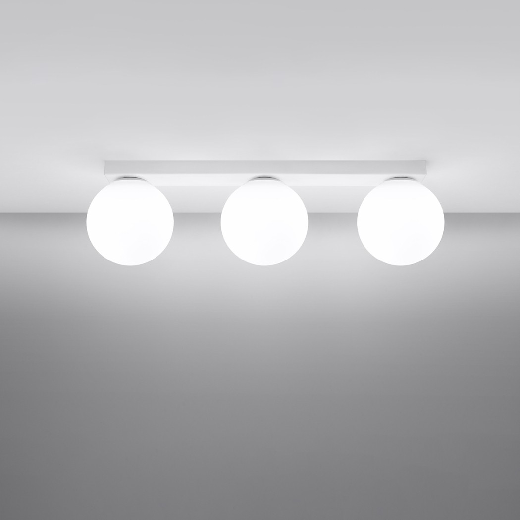 Lustre plafonnier blanc en verre pour une lumière douce et élégante - vue de face