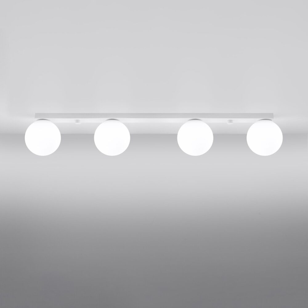 Lustre plafonnier blanc en verre pour une lumière douce et élégante - vue de côté