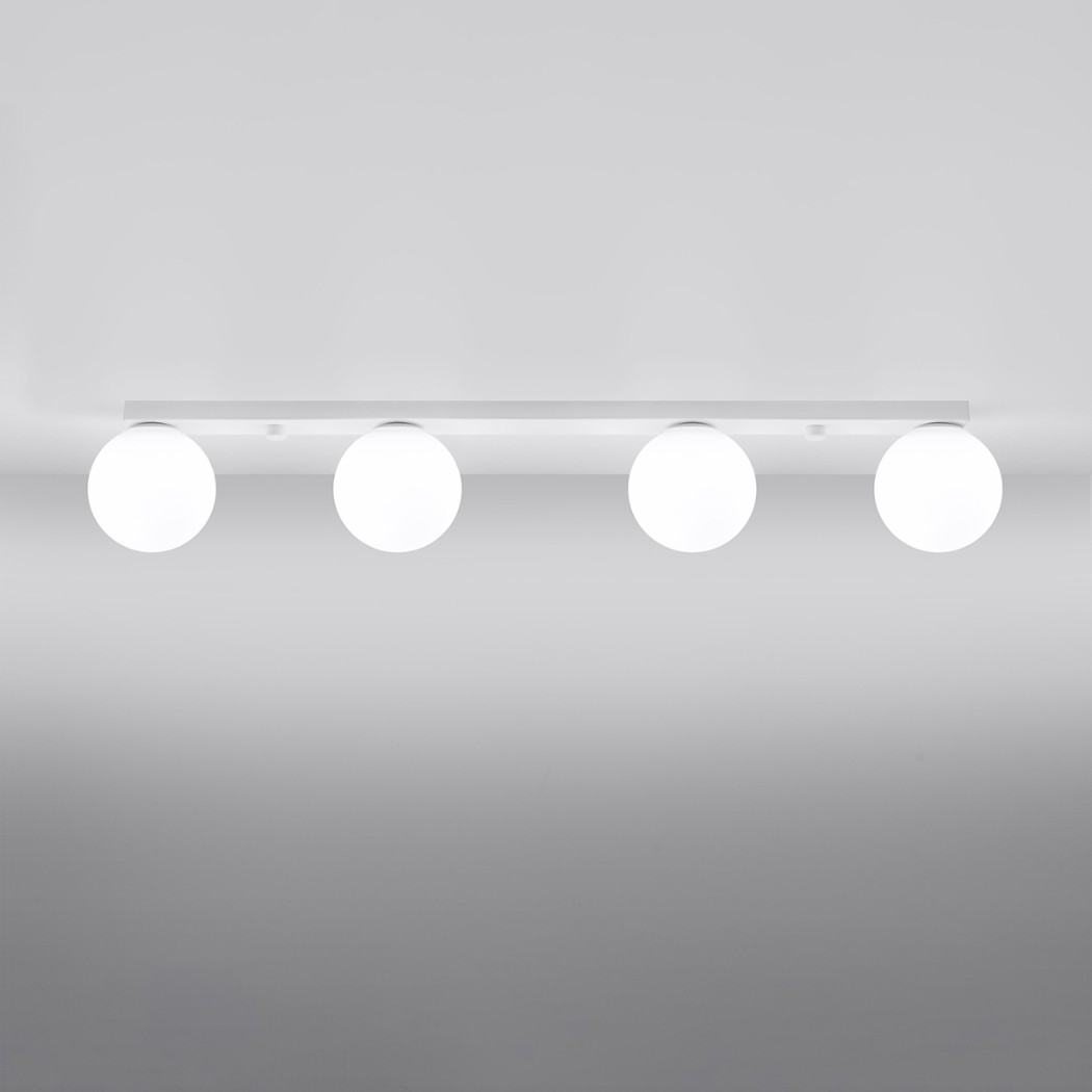 Lustre plafonnier blanc en verre pour une lumière douce et élégante - vue de côté