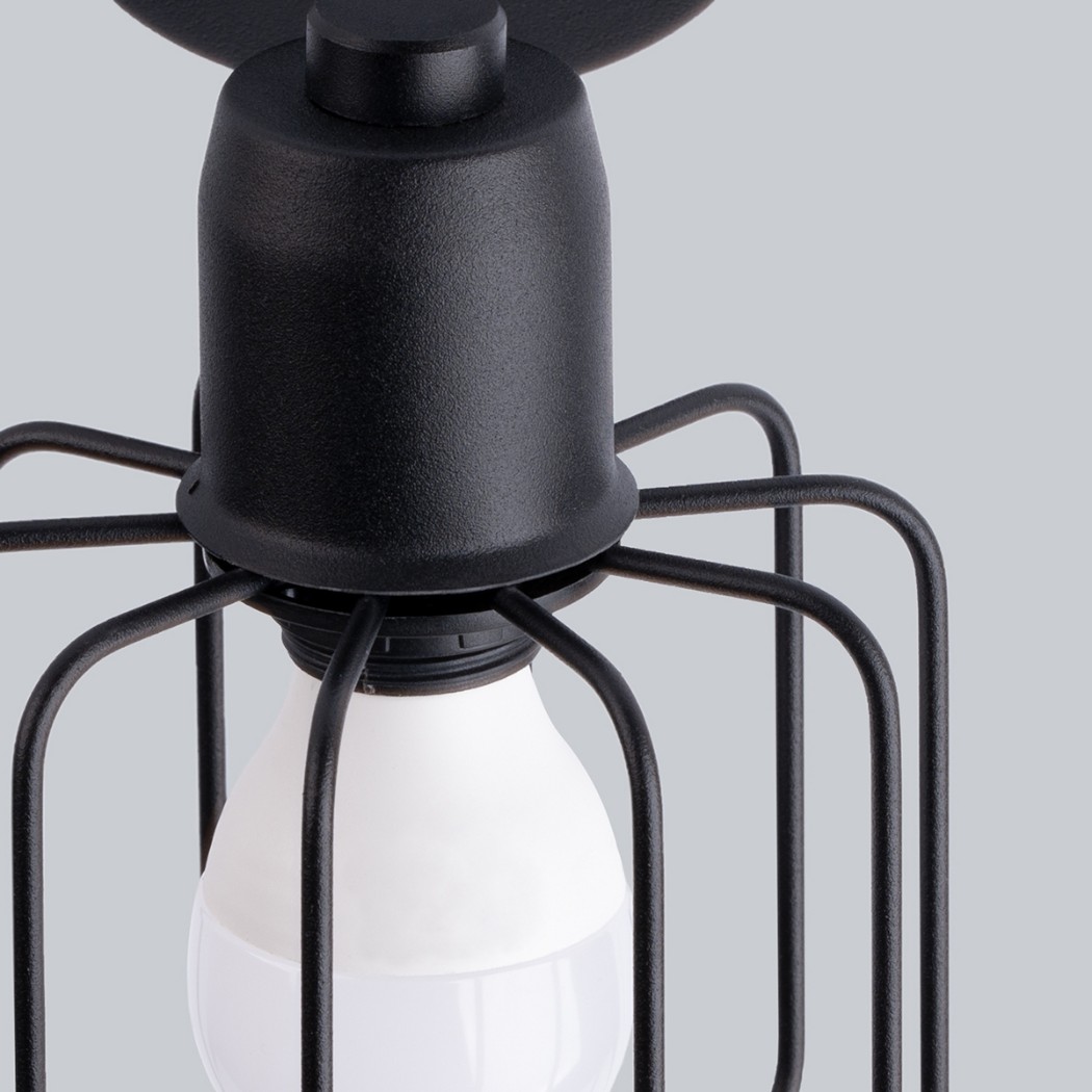 Lustre plafonnier industriel en métal orientable 3 lampes - vue de côté