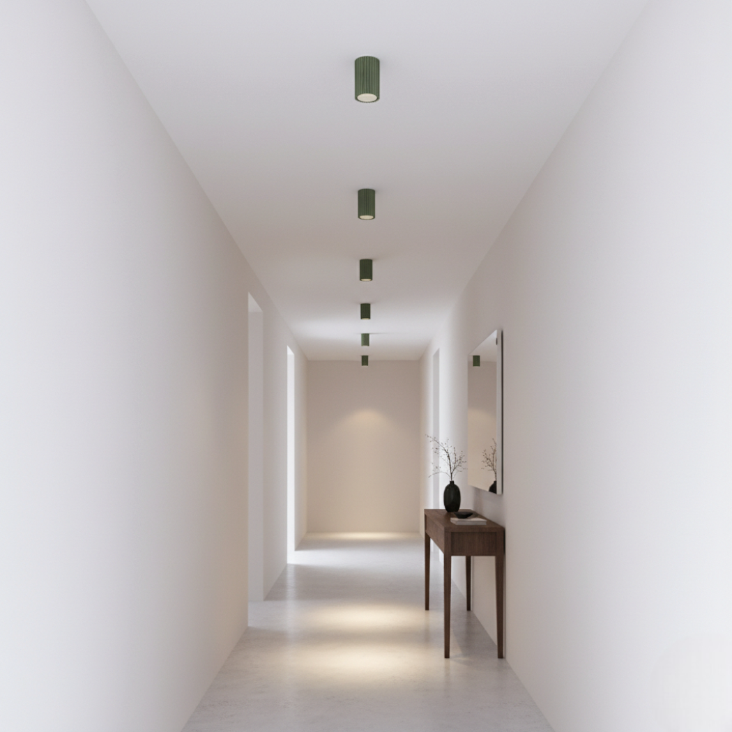 Lustre plafonnier moderne vert tailles modulables - ambiance éteinte