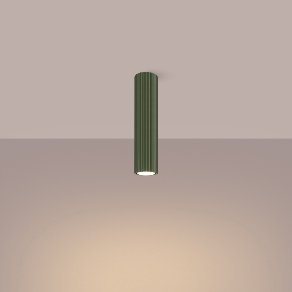 Lustre plafonnier moderne vert tailles modulables - vue de côté
