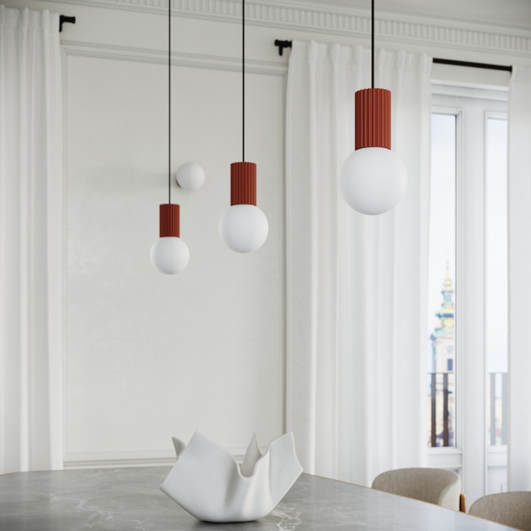 Suspension minimaliste design aux teintes vibrantes - ambiance allumée