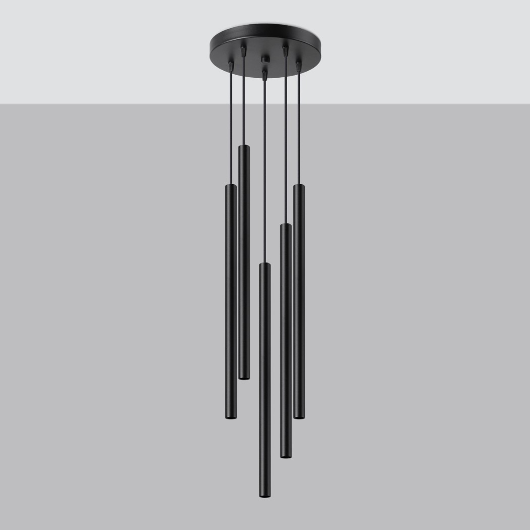 Lustre suspension design LED à 5 lampes • Luminaires Tendance