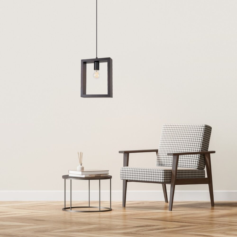 Suspension scandinave bois Wengé au design épuré — détail de finition