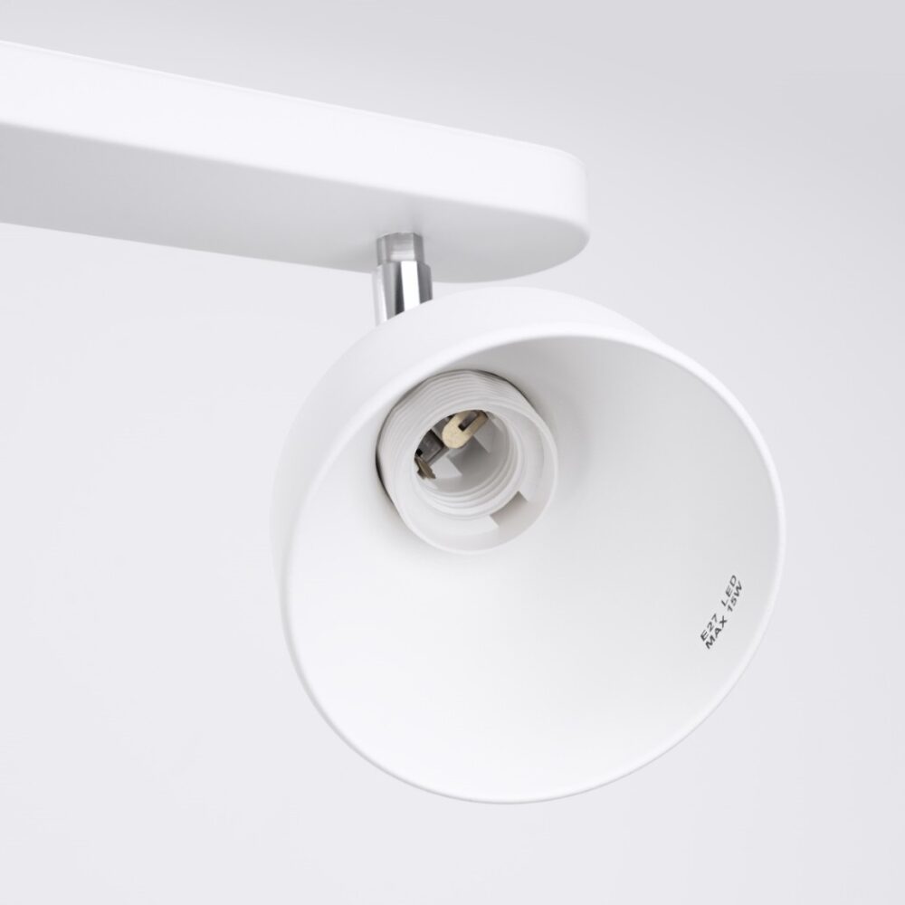 Lustre plafonnier blanc à spots orientables - vue de côté