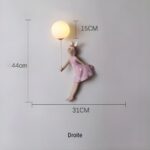 Applique murale petite fée rose pour fille - détail
