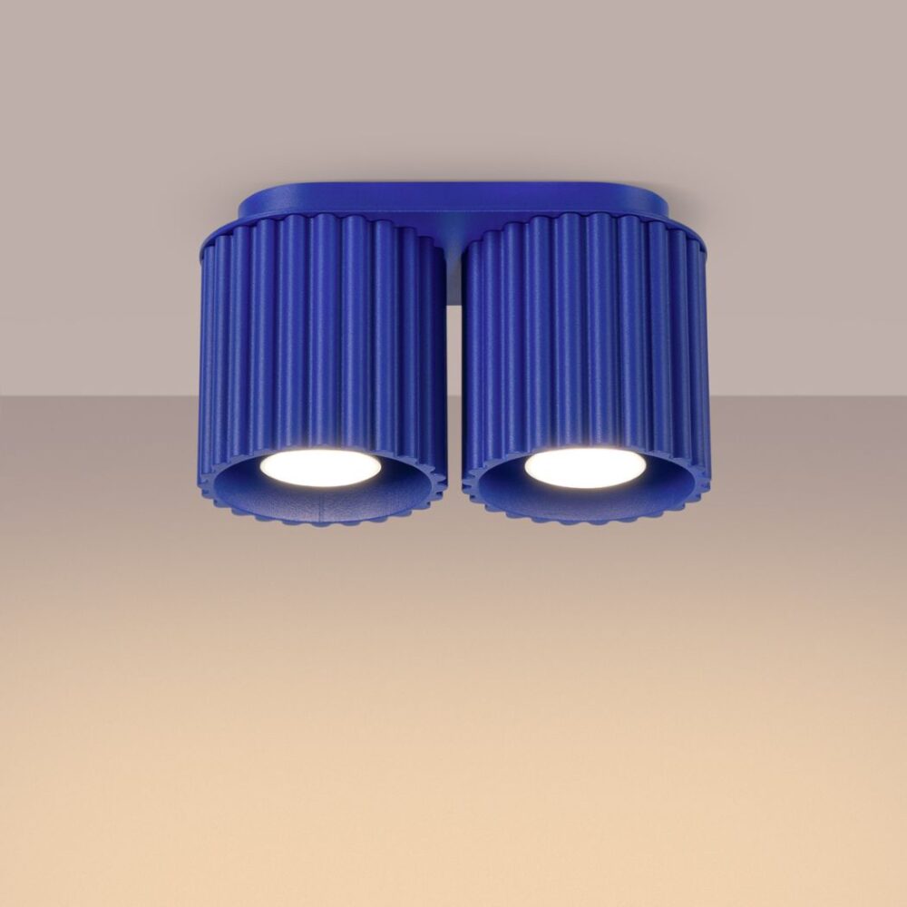 Lustre plafonnier texturé à deux ampoules coloris pop - zoom matière