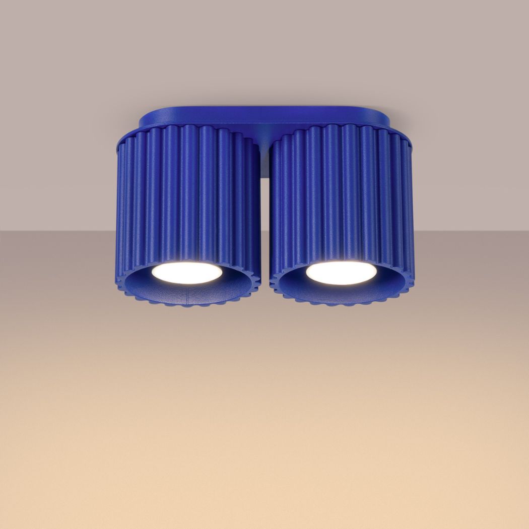 Lustre plafonnier texturé à deux ampoules coloris pop - zoom matière