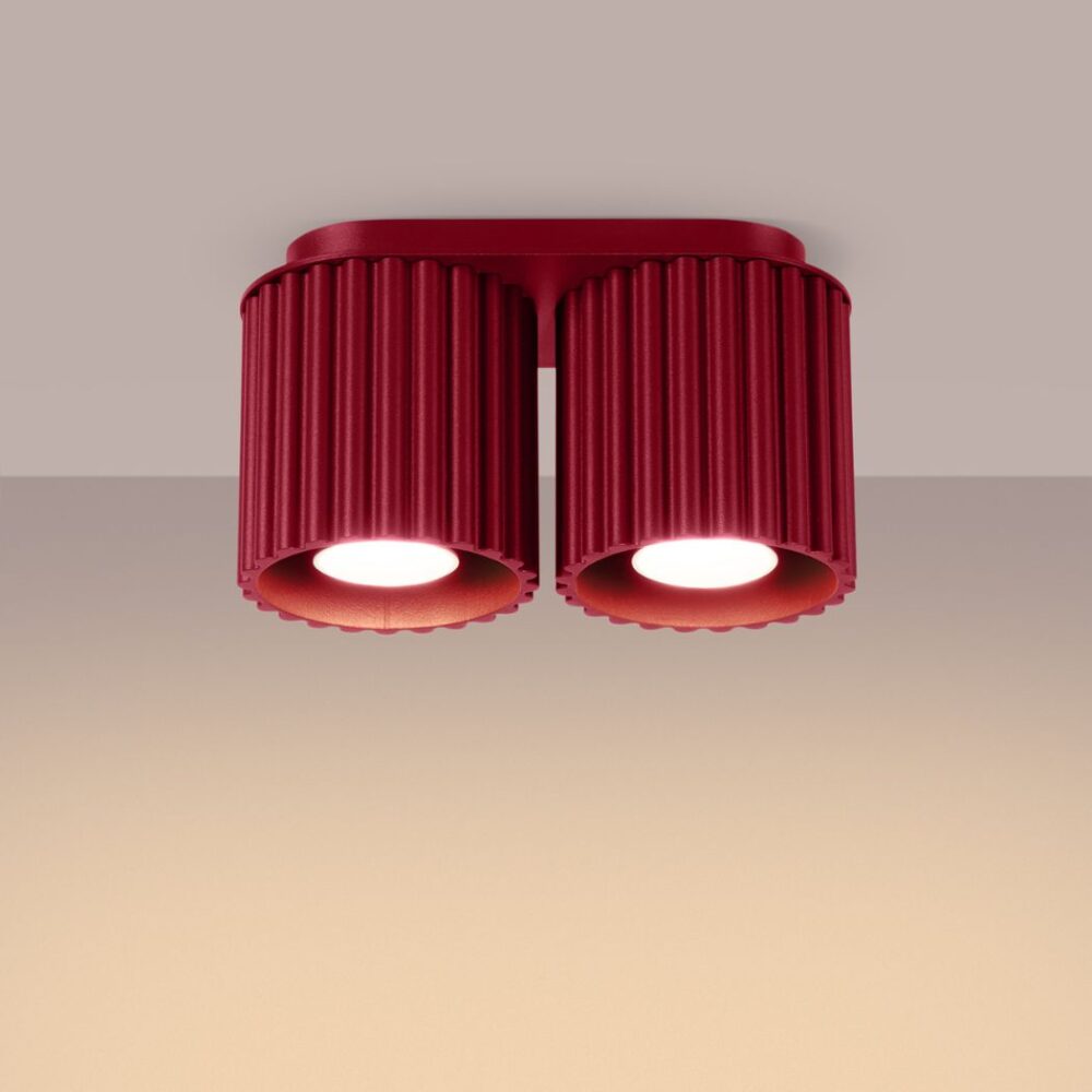 Lustre plafonnier texturé à deux ampoules coloris pop - vue rapprochée