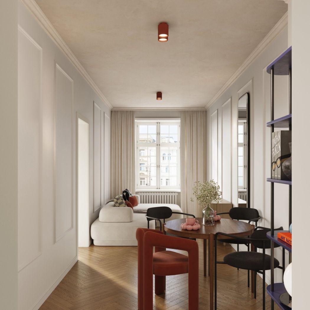 Lustre plafonnier texturé à deux ampoules coloris pop - vue d'ensemble