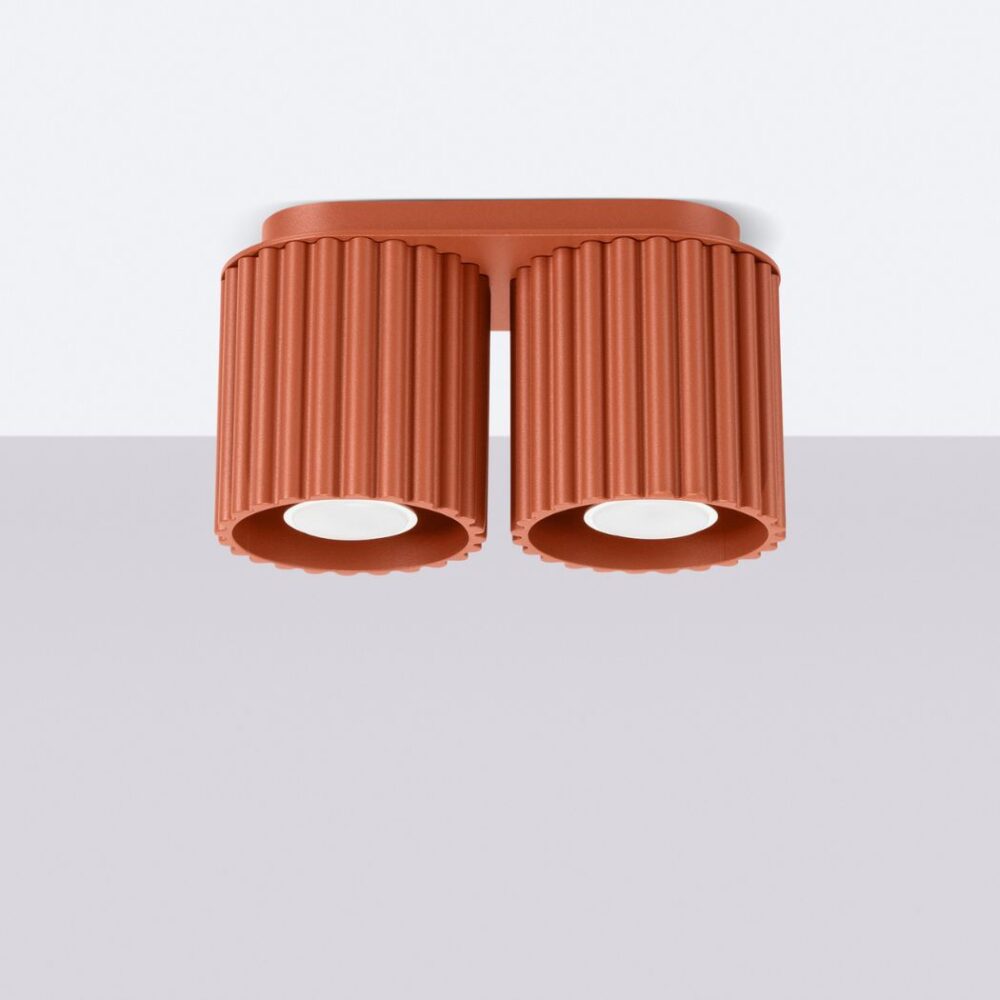 Lustre plafonnier texturé à deux ampoules coloris pop