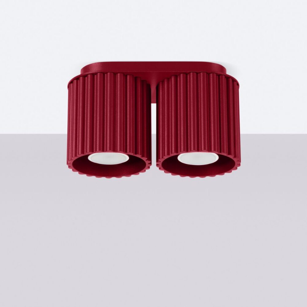 Lustre plafonnier texturé à deux ampoules coloris pop - vue de face