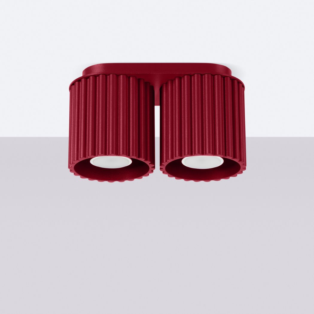 Lustre plafonnier texturé à deux ampoules coloris pop - vue de face