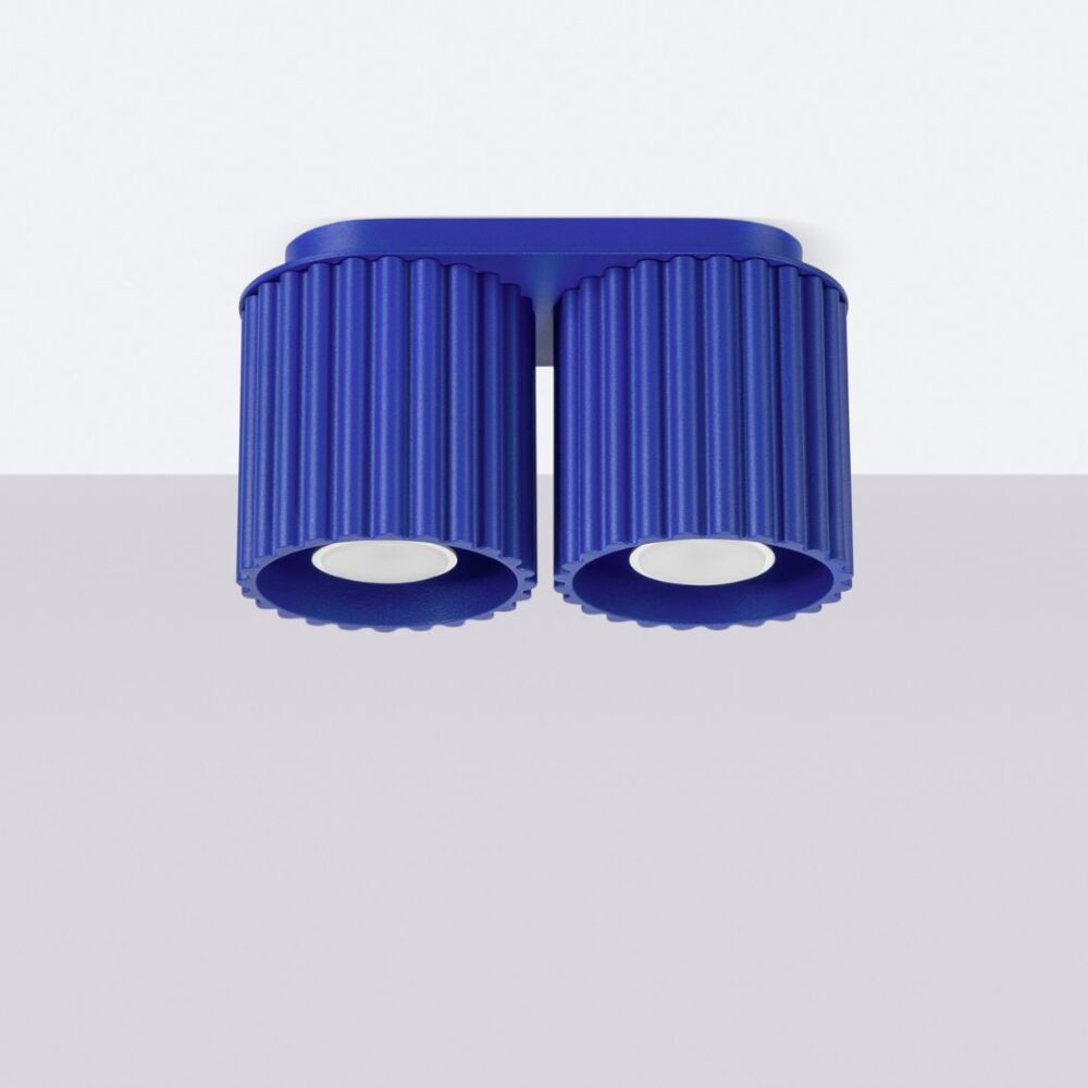 Lustre plafonnier texturé à deux ampoules coloris pop - vue de côté