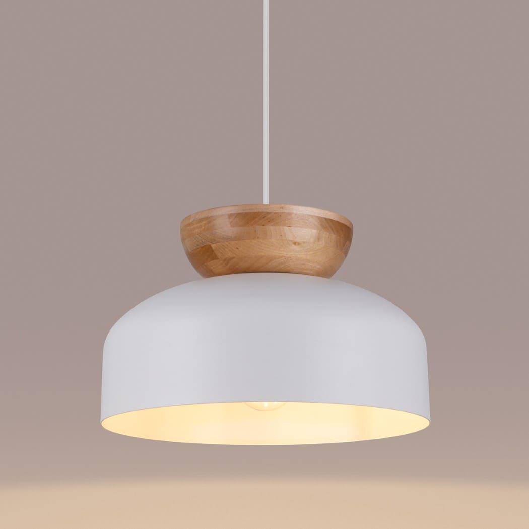 Suspension scandinave métal et bois de forme arrondie - vue d'ensemble