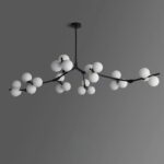 Lustre branche avec boules en verre moderne - ambiance allumée