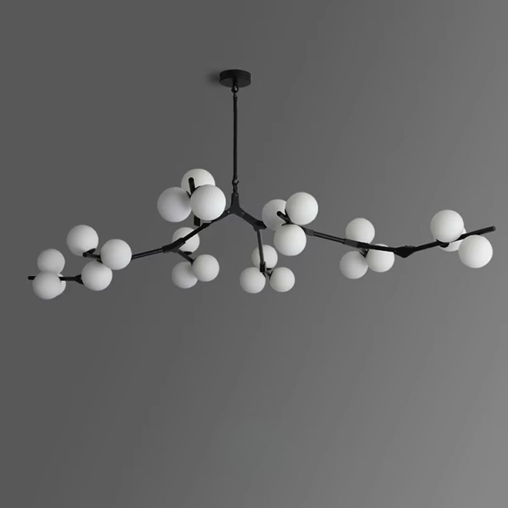 Lustre branche avec boules en verre moderne - ambiance allumée