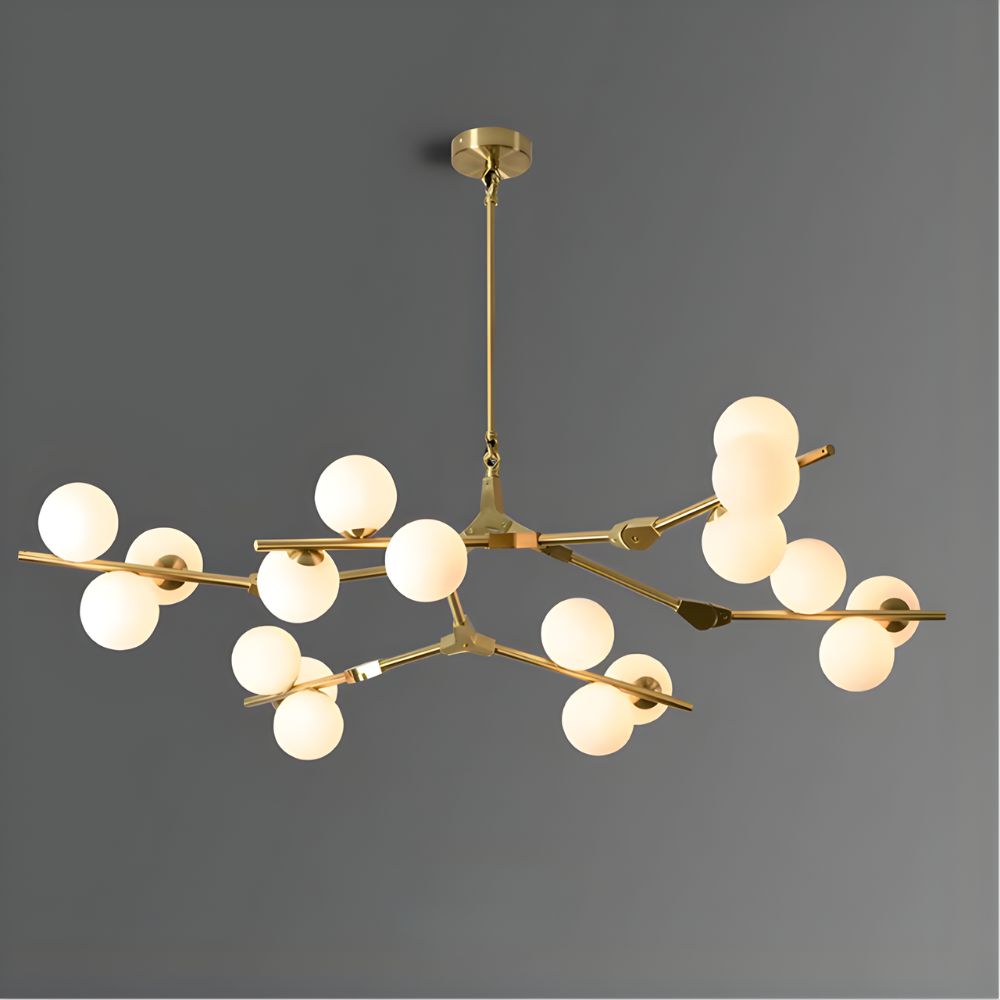 Lustre branche avec boules en verre moderne - ambiance éteinte