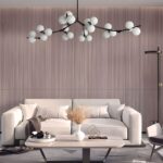 Lustre branche avec boules en verre moderne - vue d'ensemble
