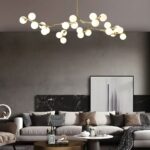 Lustre branche avec boules en verre moderne - vue de côté